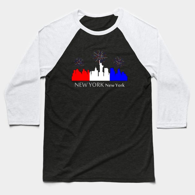 New York: A Star-Spangled Spectacle Baseball T-Shirt by Phygital Fusion